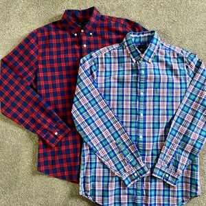 Mens Gap Long Sleeve Button Down Slim Fit Large 2 Shirts Plaid
